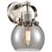 Pilaster II Sphere 9.75" High Satin Nickel Sconce With Smoke Shade