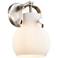 Pilaster II Sphere 9.75" High Satin Nickel Sconce With White Shade