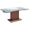 Pilastro Clear Glass Top and Walnut Extendable Dining Table