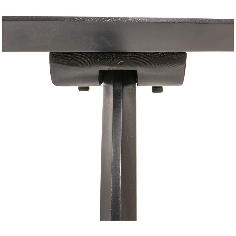 Image 4 Pill-Shaped Acacia Wood Dining Table with Half-Moon Base in Black Finish more views