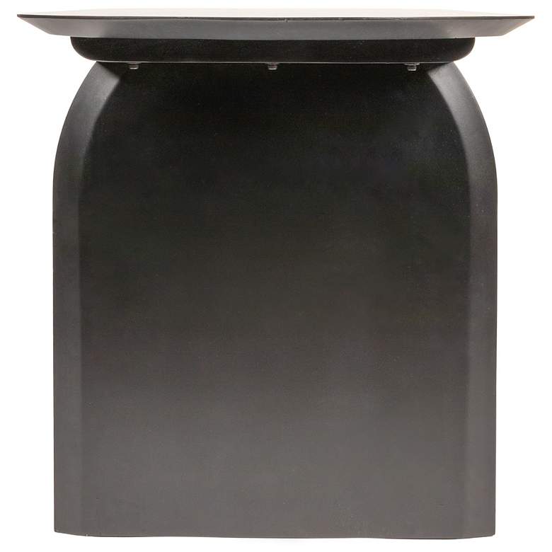 Image 5 Pill-Shaped Acacia Wood Dining Table with Half-Moon Base in Black Finish more views