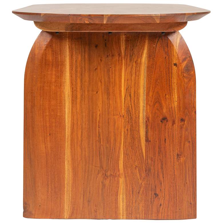 Image 4 Pill-Shaped Acacia Wood Dining Table with Half-Moon Base in Natural Finish more views