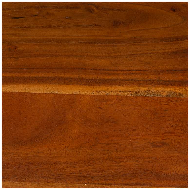 Image 6 Pill-Shaped Acacia Wood Dining Table with Half-Moon Base in Natural Finish more views