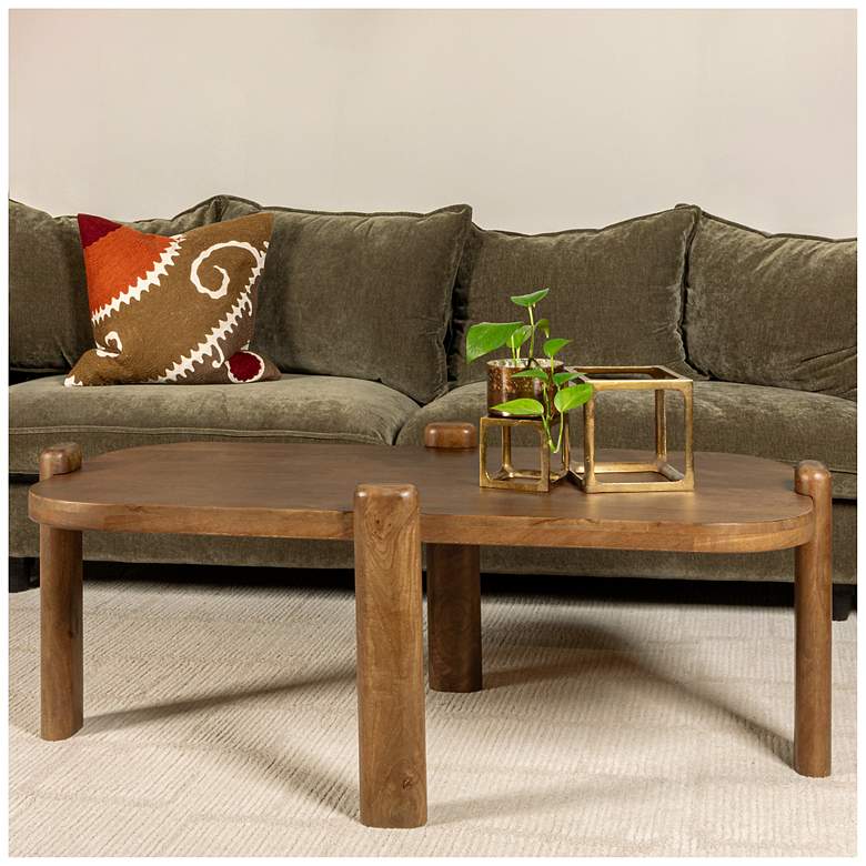 Image 1 Pill-Shaped Mango Wood Coffee Table