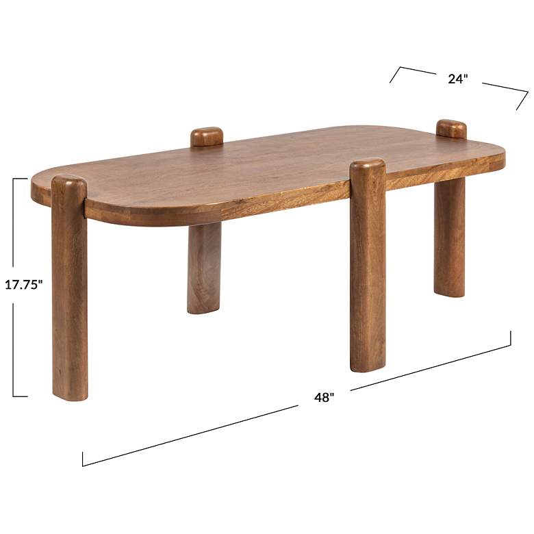 Image 3 Pill-Shaped Mango Wood Coffee Table more views