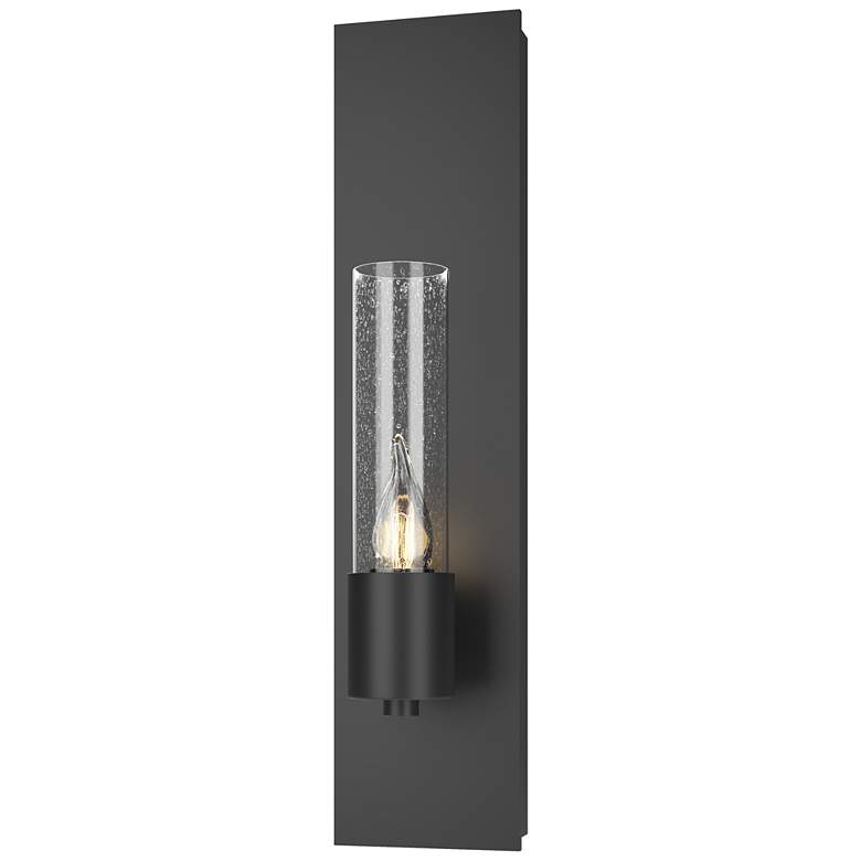 Image 1 Pillar 1 Light Sconce - Black Finish - Seeded Clear Glass