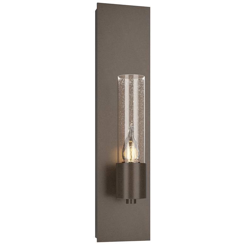 Image 1 Pillar 1 Light Sconce - Bronze Finish - Seeded Clear Glass