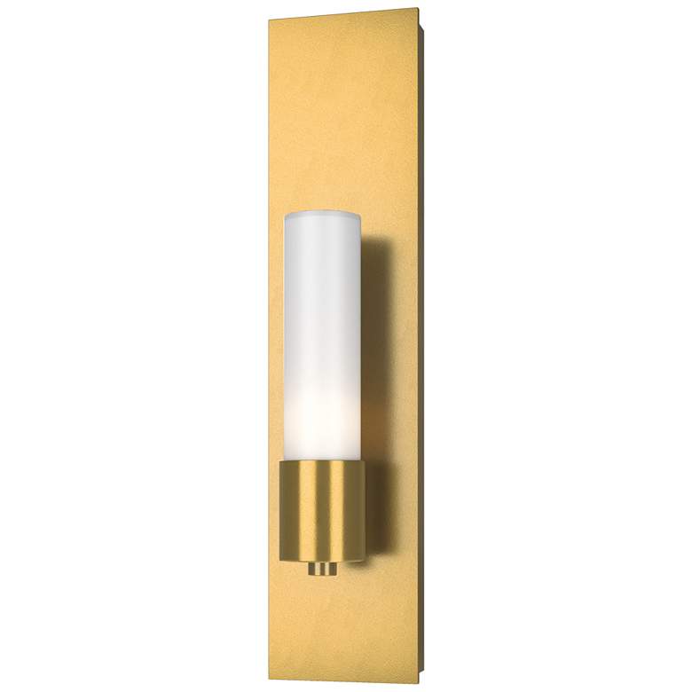Image 1 Pillar 1 Light Sconce - Modern Brass - Opal Glass