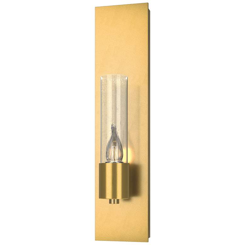 Image 1 Pillar 1 Light Sconce - Modern Brass - Seeded Clear Glass