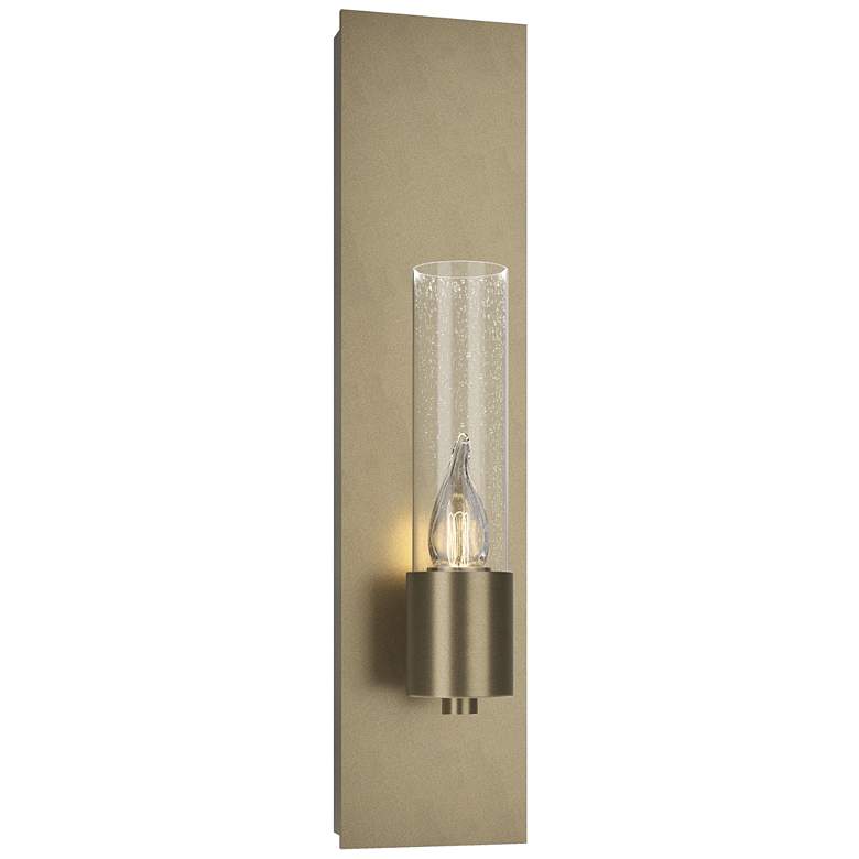 Image 1 Pillar 1 Light Sconce - Soft Gold Finish - Seeded Clear Glass