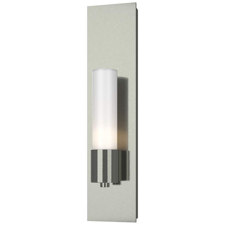 Image 1 Pillar 1 Light Sconce - Sterling Finish - Opal Glass