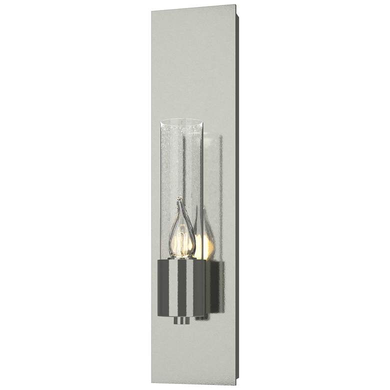 Image 1 Pillar 1 Light Sconce - Sterling Finish - Seeded Clear Glass