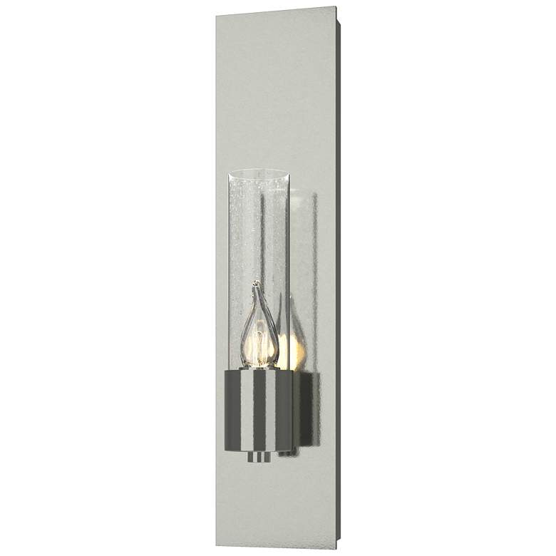 Image 1 Pillar 1 Light Sconce - Sterling Finish - Seeded Clear Glass