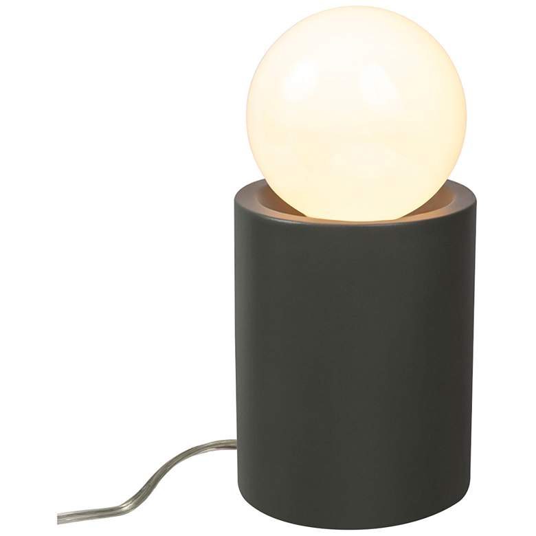 Image 1 Pillar 11.5" High Pewter Green Table Lamp