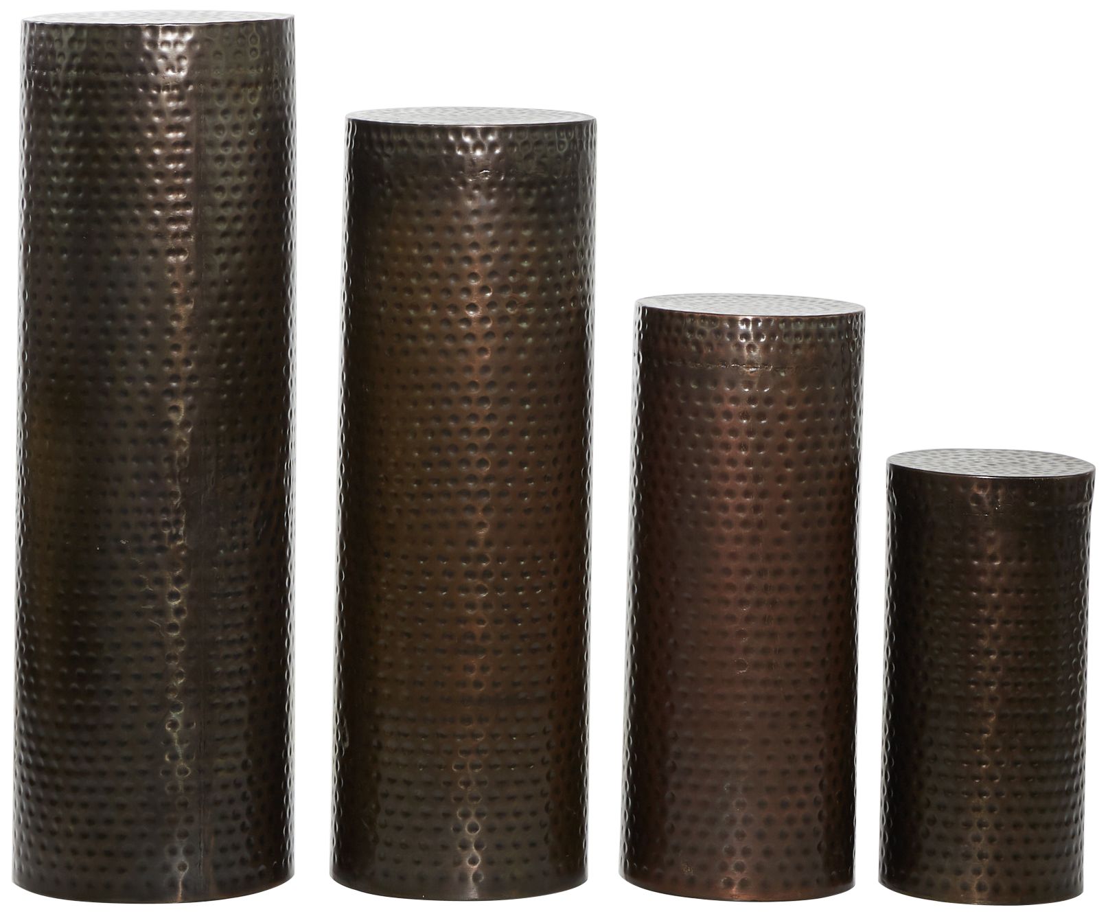 Image 2 Pillar 12"W Bronze Hammered Metal Pedestal Table Set of 4