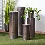 Pillar 12"W Bronze Hammered Metal Pedestal Table Set of 4