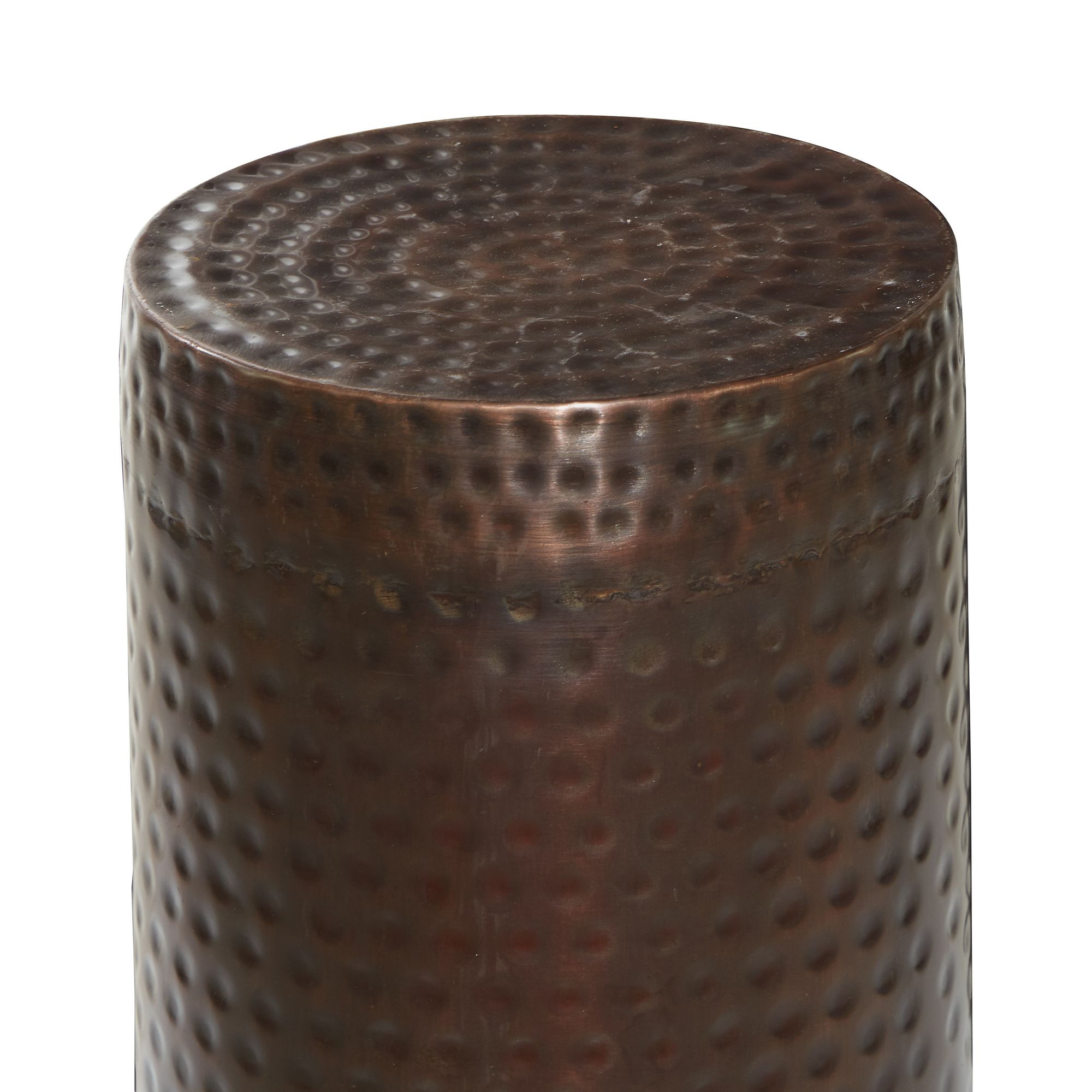 Image 3 Pillar 12"W Bronze Hammered Metal Pedestal Table Set of 4 more views