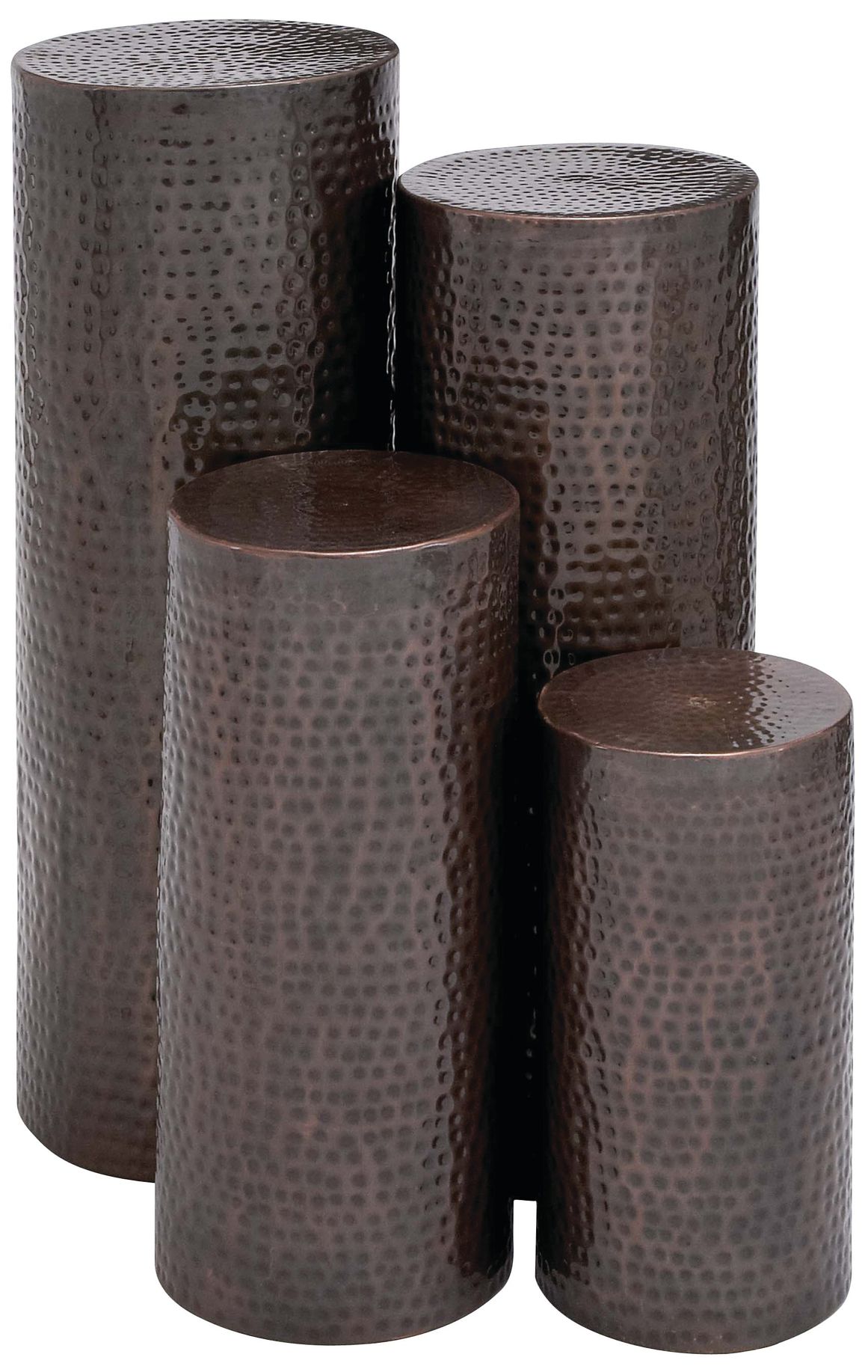Image 6 Pillar 12"W Bronze Hammered Metal Pedestal Table Set of 4 more views