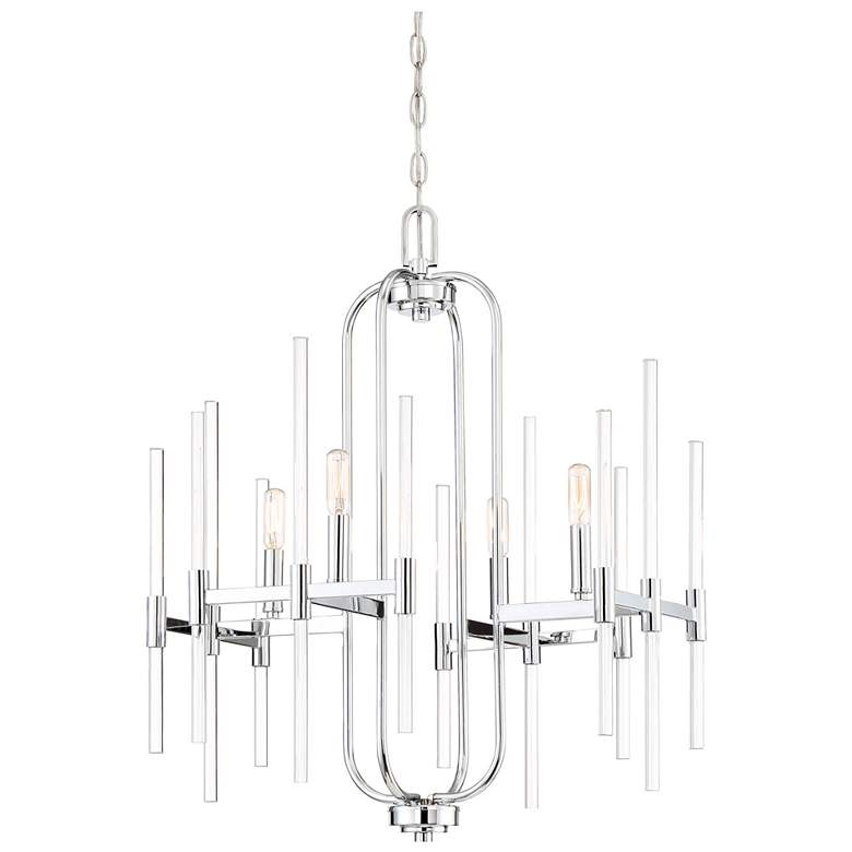 Image 1 Pillar 22" Wide Chrome 4-Light Chandelier