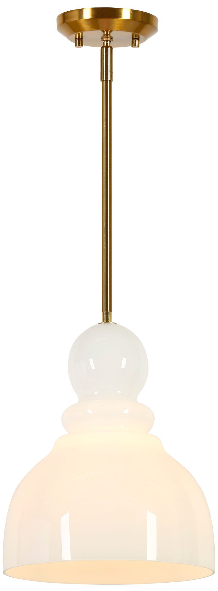 Thumbnail1 of Pillowmel Modern Brass 1-Light 9.8" Kitchen Pendant Light Opal Milk Glass