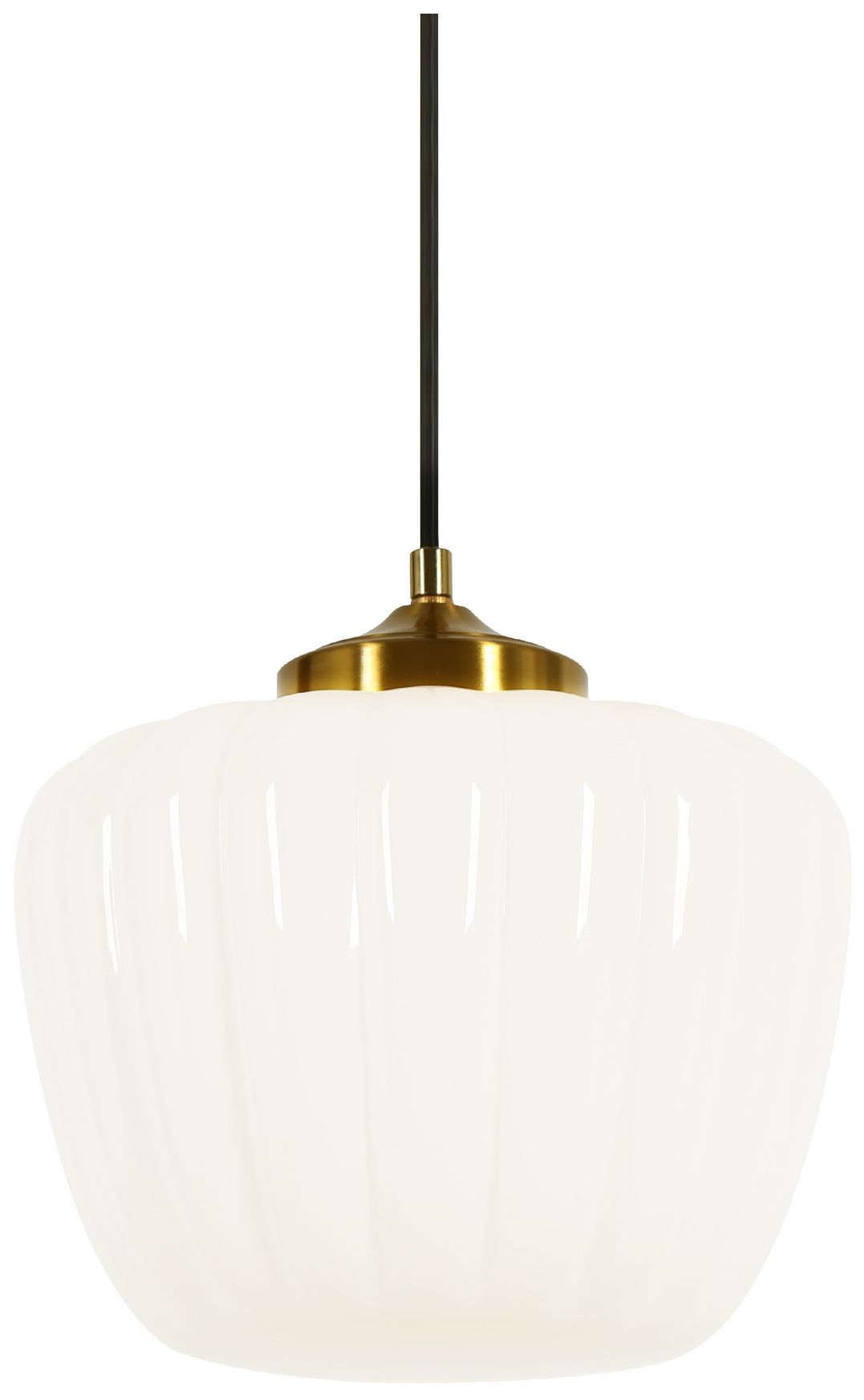 Thumbnail1 of Pillowmel Modern Brass 10.6" Kitchen Pendant Light Fluted Opal Milk Glass