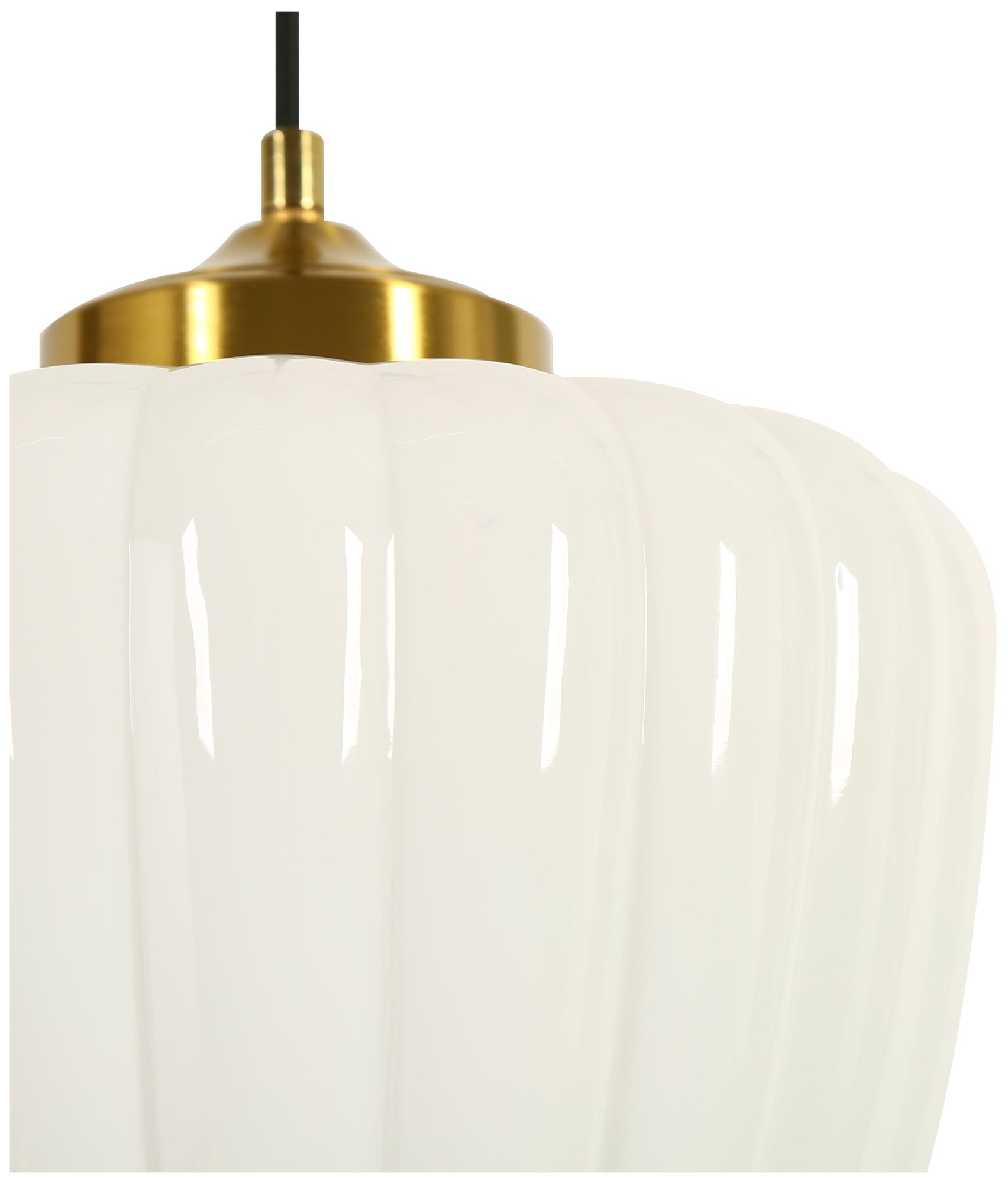 Thumbnail3 of Pillowmel Modern Brass 10.6" Kitchen Pendant Light Fluted Opal Milk Glass more views