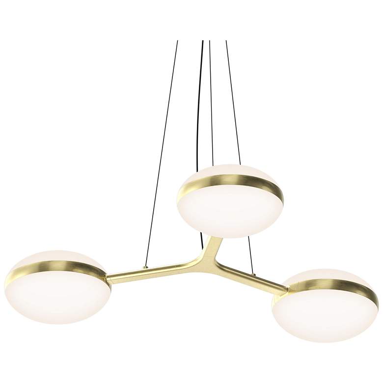 Image 1 Pillows 35.5" Wide Brass Triple Pendant