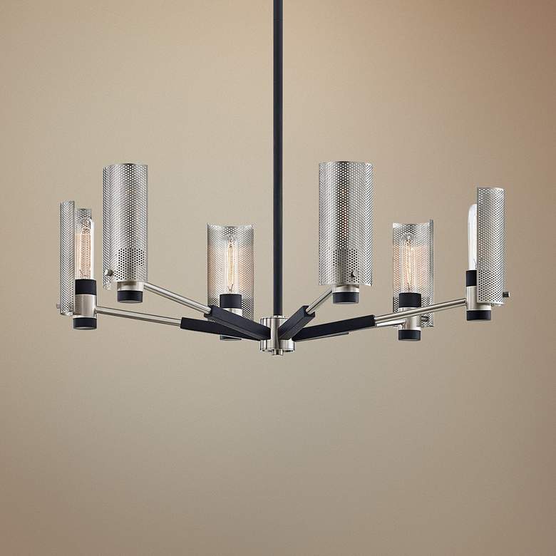 Image 1 Pilsen 30" Wide Carbide Black and Nickel 6-Light Chandelier