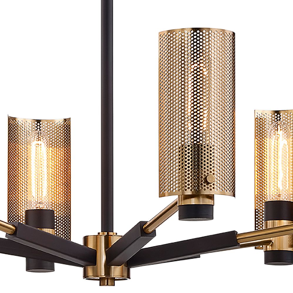 Image 3 Pilsen 30"W Modern Bronze and Aged Brass 6-Light Chandelier more views