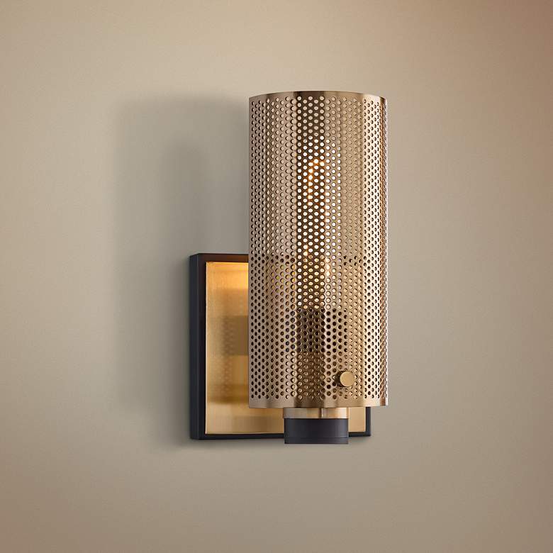 Image 1 Pilsen 8 1/2 inch High Modern Bronze and Aged Brass Wall Sconce