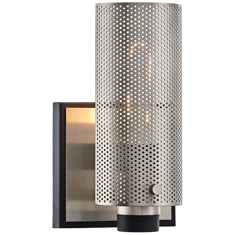 Image 1 Pilsen 8 1/2 inchH Carbide Black and Plated Brass Wall Sconce