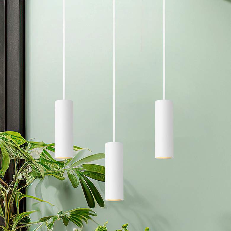 Image 1 Pilson 4 3/4" Wide Matte White Rod Hung LED Mini Pendant
