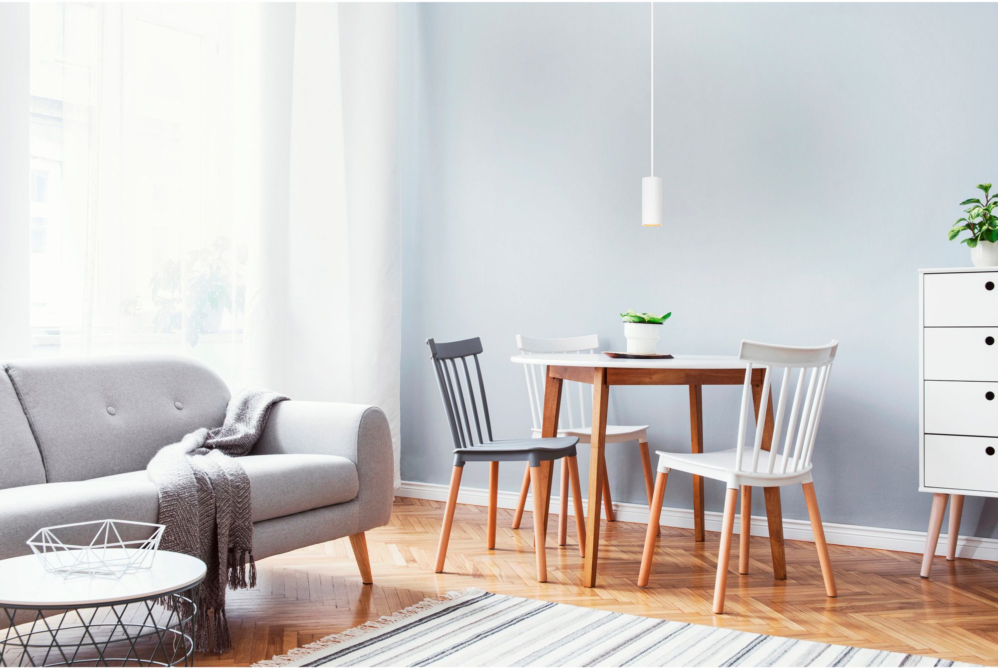 Image 5 Pilson Medium Matte White Pendant With Rigid Stem more views