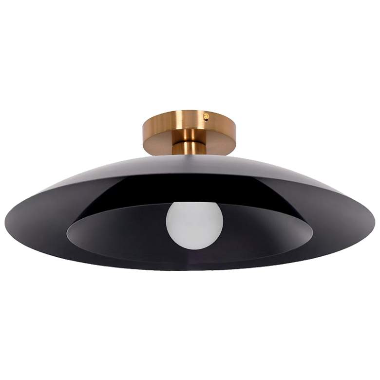 Image 1 Pima 17.75" Wide Matte Black Finish Semi Flush Mount