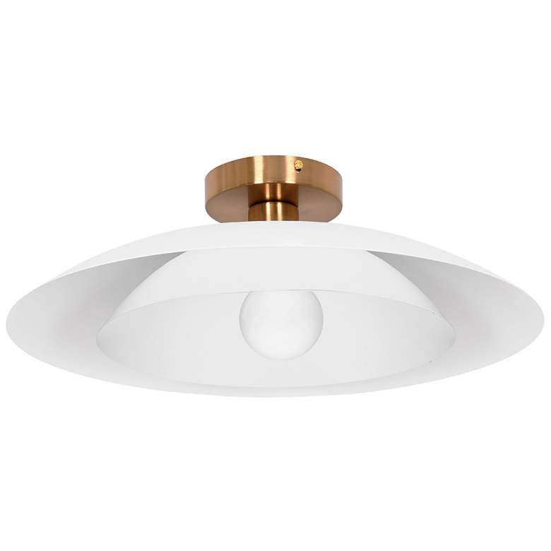Image 1 Pima 17.75" Wide Matte White Finish Semi Flush Mount
