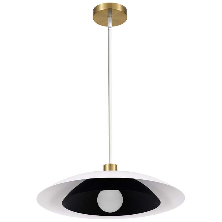 Image 1 Pima 17.75" Wide Matte White & Matte Black Finish Pendant