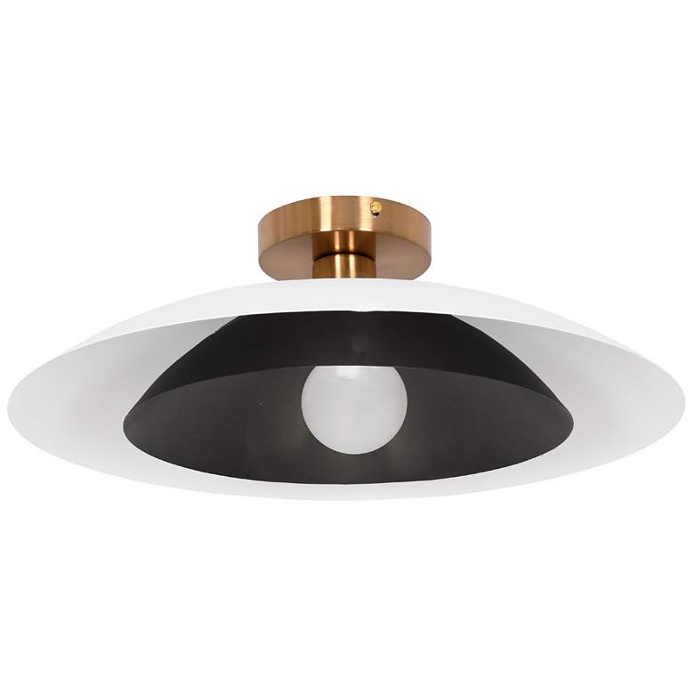 Image 1 Pima 17.75" Wide Matte White & Matte Black Finish Semi Flush Mount