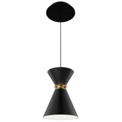 Pin Up 8.88"H x 5.88"W 1-Light Mini-Pendant in Black
