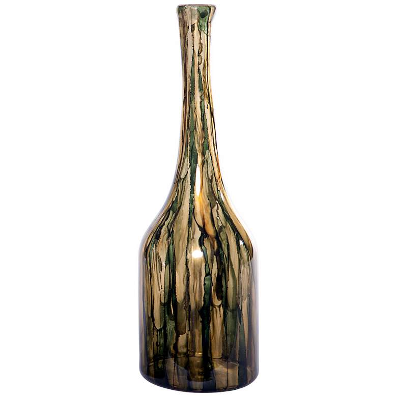 Image 1 Pine Green Large Hand-Blown Glass Bottle