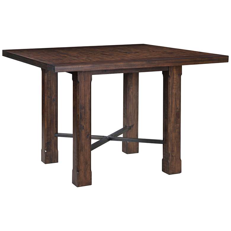 Image 1 Pine Hill Rustic Pine Wood Square Counter Table