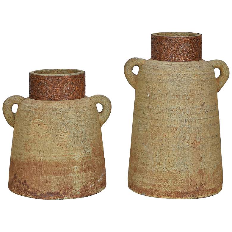 Image 1 Pine Ridge Antique Rust Rustic Farmhouse Vases - Set of 2