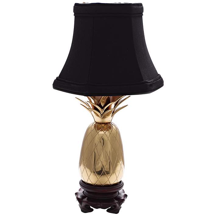Pineapple 11 3/4 Polished Brass and Black Shade Small Accent Lamp