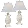 Pineapple 23" High Antique White Night Light Table Lamps Set of 2