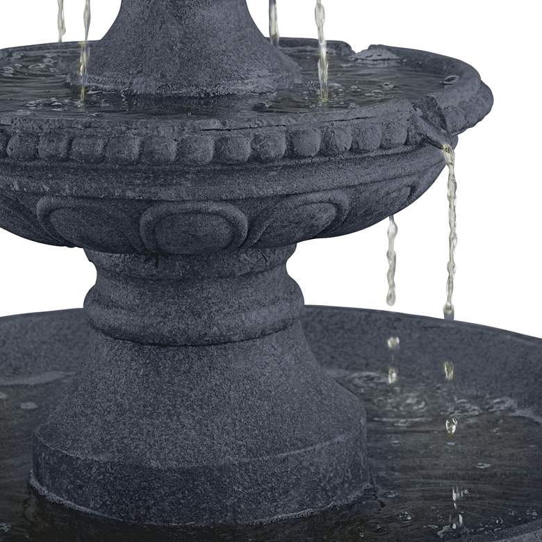 Image 4 Pineapple 44 inch High Faux Grey Stone 3-Tier Outdoor Fountain more views