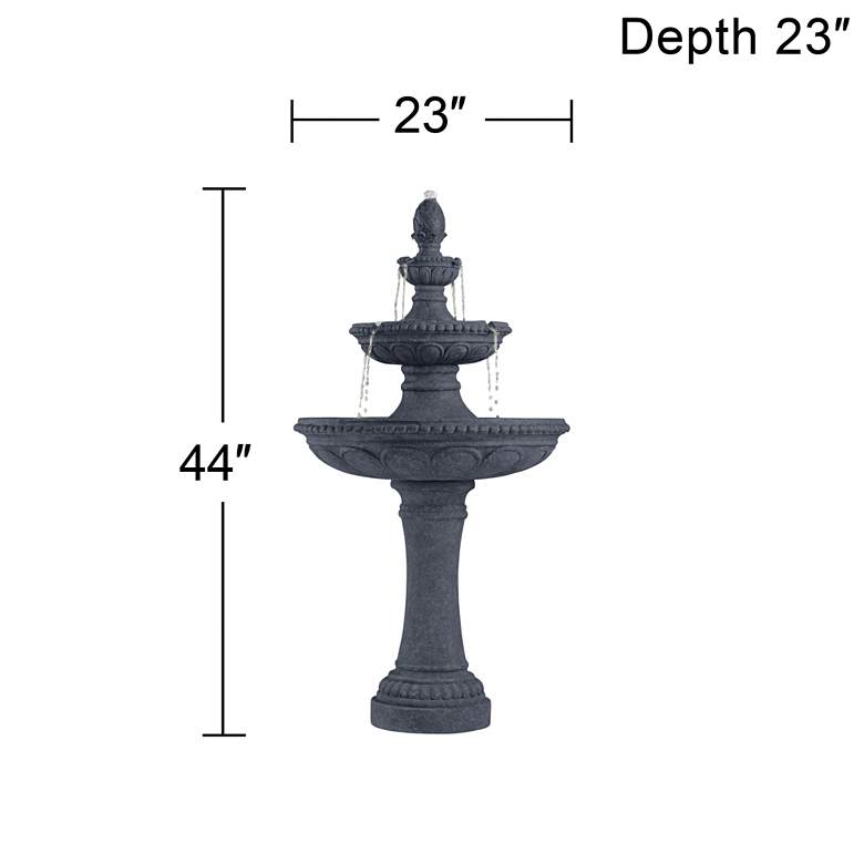 Image 6 Pineapple 44 inch High Faux Grey Stone 3-Tier Outdoor Fountain more views