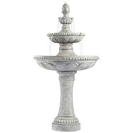 Pineapple 44&quot; High Old Stone 3-Tier Outdoor Fountain