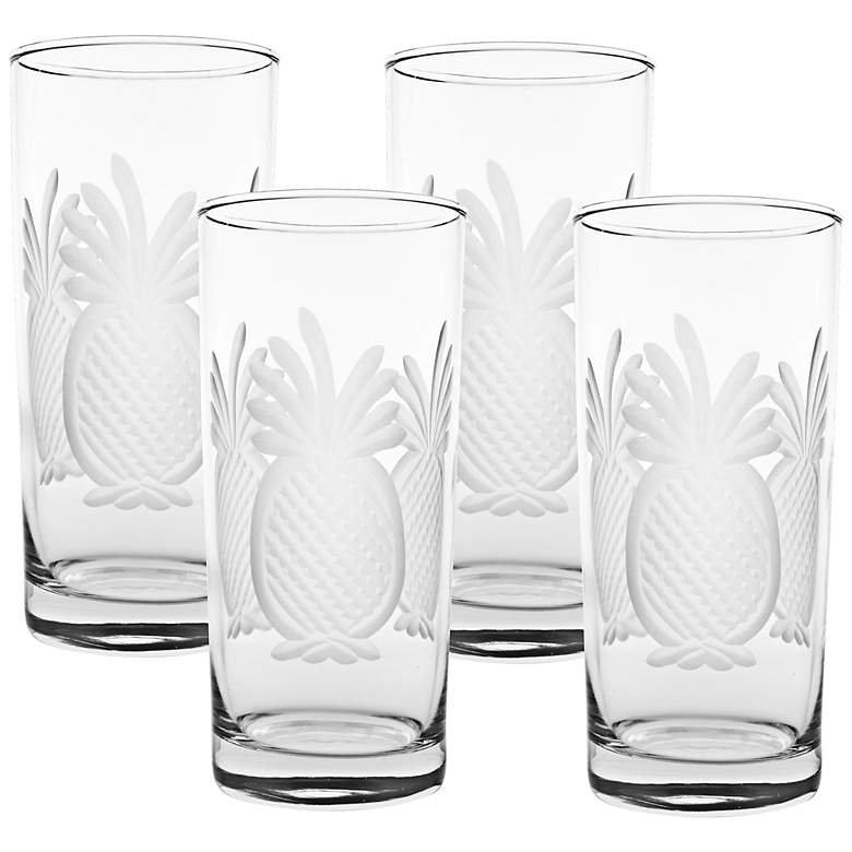 Image 1 Pineapple Engraved Cooler Glass Set of 4