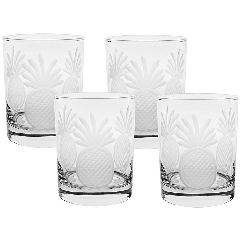 Image 1 Pineapple Engraved Double Old Fashioned Glass Set of 4