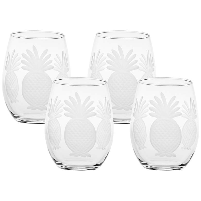 Image 1 Pineapple Engraved Red Wine Tumbler Glass Set of 4