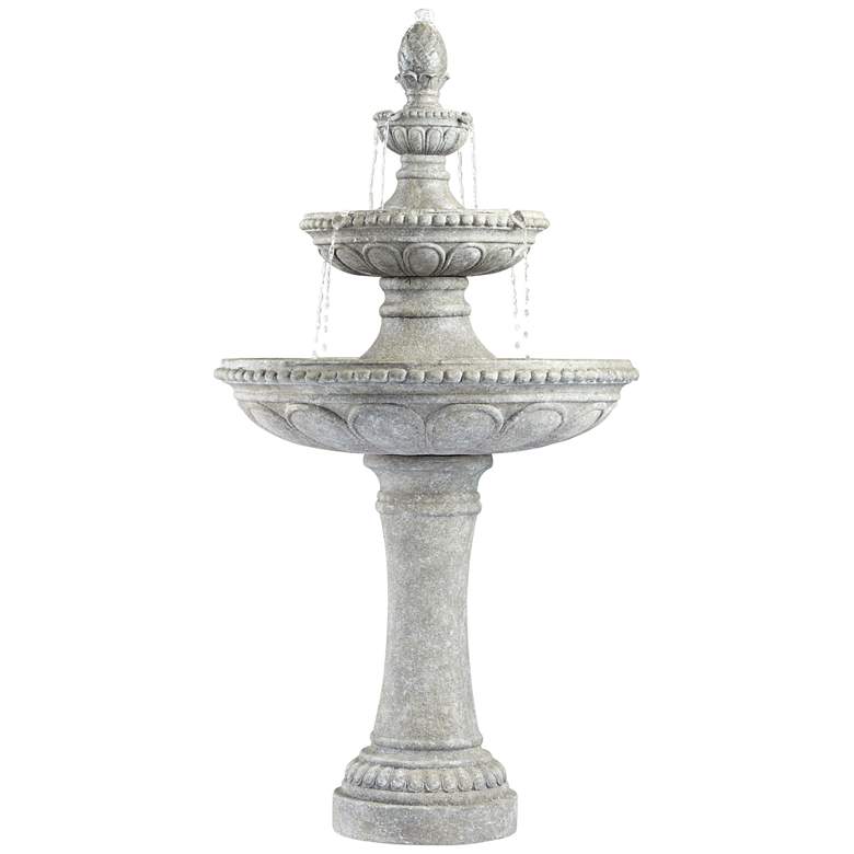 Image 2 Pineapple Old Stone Finish 44 inch High 3-Tier Outdoor Garden Fountain
